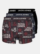 JACK &amp; JONES Set of three patterned boxers in black, blue and burgundy Logo L - Men's Boxers