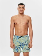 ONLY &amp; SONS Light green flowered swimsuit Tan S - Men's Swimwear