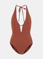 PIECES Brown one-piece swimsuit Naba M - Women's Swimwear