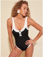TRENDYOL White-black one-piece swimsuit XS - Women's Swimwear