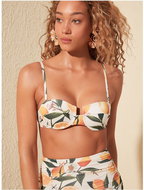 TRENDYOL Cream patterned swimsuit top L - Women's Swimwear