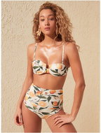 TRENDYOL Cream patterned swimsuit bottom S - Women's Swimwear