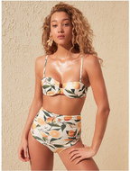 TRENDYOL Cream patterned swimsuit bottom L - Women's Swimwear