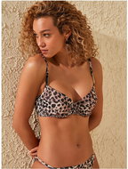 TRENDYOL Light brown upper part of swimsuit with leopard pattern S - Women's Swimwear