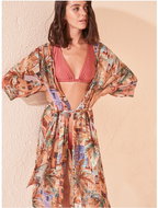 TRENDYOL Light brown patterned kaftan L - Women's Swimwear