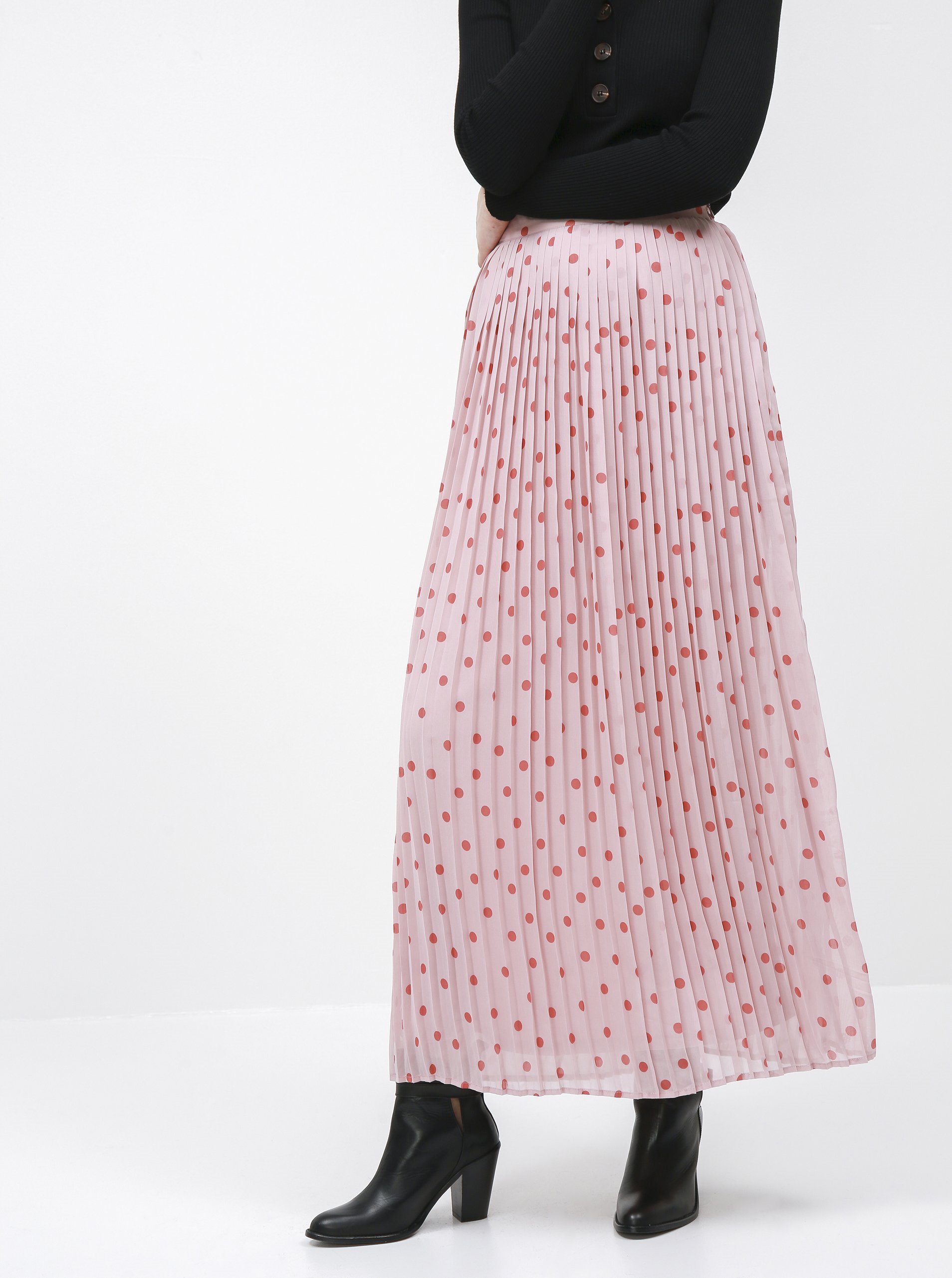 Vila polka dot 2025 pleated maxi skirt