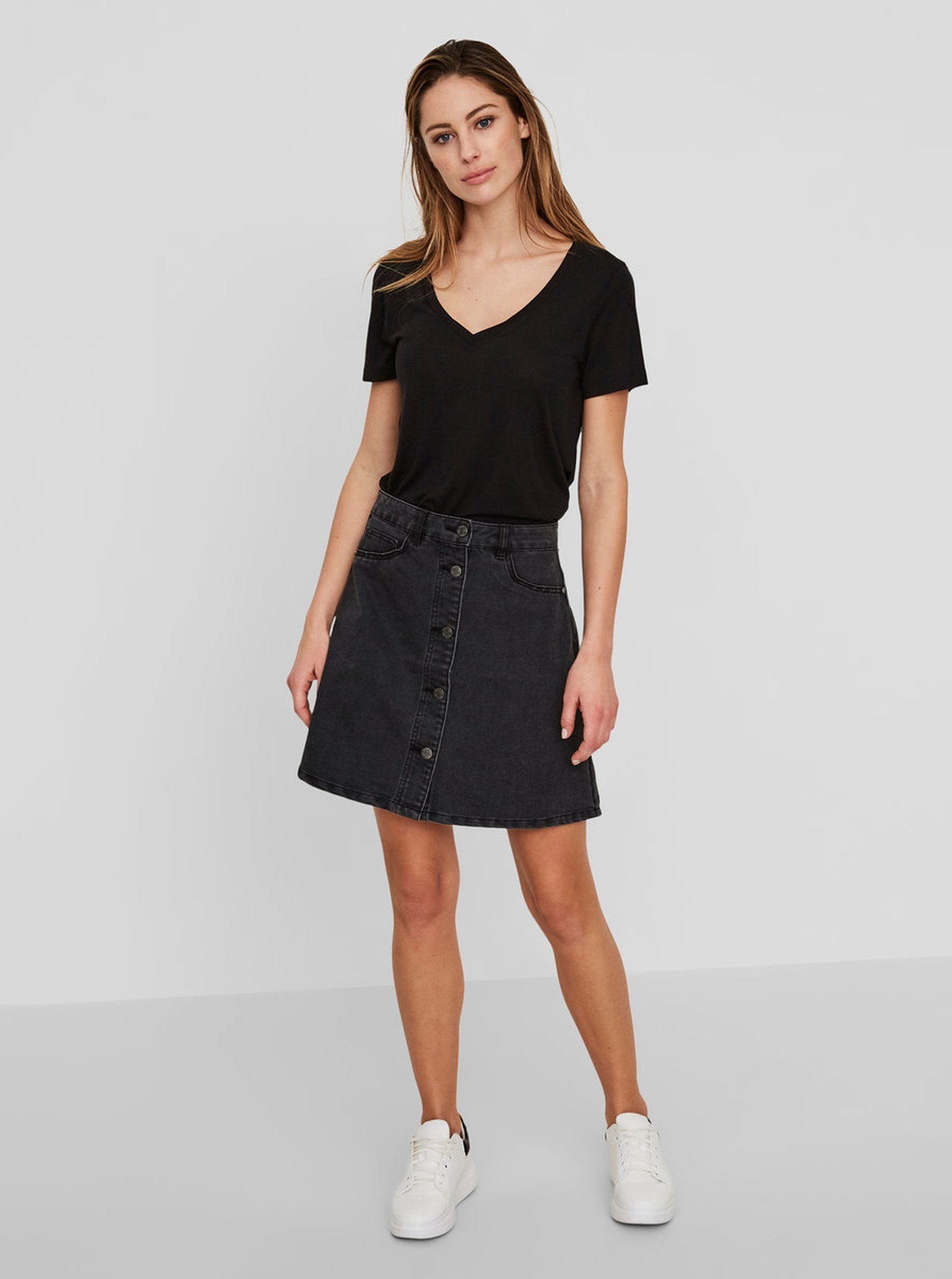 Denim Skirt Midi Washed Grey | Djerf Avenue