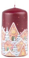 Z - TRADE Vánoční válcová s motivem Christmas Village červená 6 × 11 cm - Candle