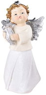 Z - TRADE Andílek polystone s harfou 12,5 × 23,5 cm, stříbrný - Christmas Decoration