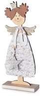 Z - TRADE Dřevěný anděl na postavení 12 × 30 cm, přírodní s glitrem - Christmas Decoration