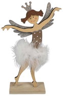 Z - TRADE Dřevěný anděl s korunkou na postavení 17,5 × 29 cm, přírodní - Christmas Decoration
