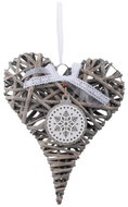Z - TRADE Proutěné závěsné srdce 24 × 30 cm, šedo-bílé s glitrem - Christmas Decoration