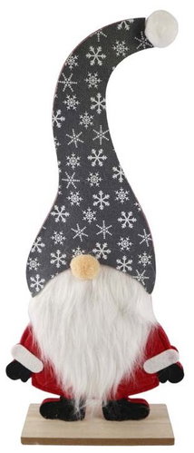 Z - TRADE Wooden decorative dwarf for standing, 18 × 39 cm, grey - Christmas Decoration - Main image