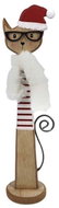 Z - TRADE Wooden cat decoration 8 × 31 cm, natural, red and white - Christmas Decoration