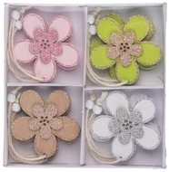 Z - TRADE Dřevěný závěs kytičky s glitrem 8 ks, 7,5 × 7,5 cm, mix barev - Decoration