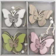 Z - TRADE Dřevěný závěs motýli s glitrem 8 ks, 7,5 × 6 cm, mix barev - Decoration