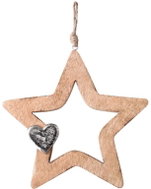 Z - Trade Wooden Star Decoration with Heart Motif, Natural, 20.3 × 3.5 × 20.3cm - Decoration