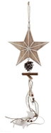 Z - Trade Hanging Wooden Star, Decorated, White, 65cm - Decoration
