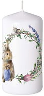 Z - TRADE Válec 60 × 120 mm Zajíček a věnec, bílá - Candle