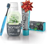 BIOMED Christmas set, Charcoal toothpaste 100 g & Well Gum mouthwash 250 ml with extra brush - Gift Set