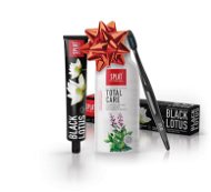 SPLAT karácsonyi trió szett Black Lotus & Total Care fogkrém és víz, extra fogkefével, 75 + 275 ml - Ajándék szett