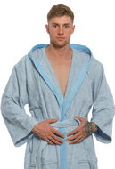 Interkontakt Men's robe with hood 07 Blue Grey XL - Bathrobe