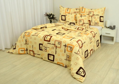 Zdeněk Staněk - LUX Crepe Bedding Set, Beige, Squares - Bed Linen - Main image