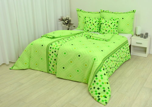 Zdeněk Staněk - LUX Crepe Bedding Set, Green, Squares - Bed Linen - Main image