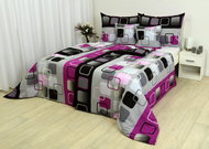 Zdeněk Staněk - LUX Crepe Bedding Set, Black-Violet, Squares - Bed Linen