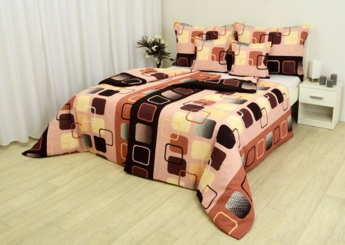 Zdeněk Staněk - LUX Crepe Bedding Set, Brown-Beige, Squares - Bed Linen - Main image