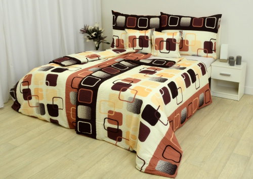 Zdeněk Staněk - LUX Crepe Bedding Set, Dark Brown, Squares - Bed Linen - Main image