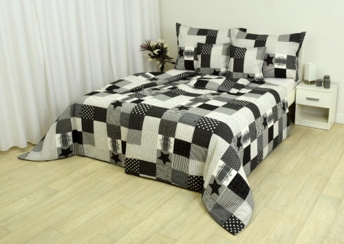Zdeněk Staněk - LUX Crepe Bedding Set, Black-Grey, Stars - Bed Linen - Main image