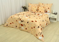 Zdeněk Staněk - Cotton Bedding LUX Beige with Brown and White Flowers - Bed Linen