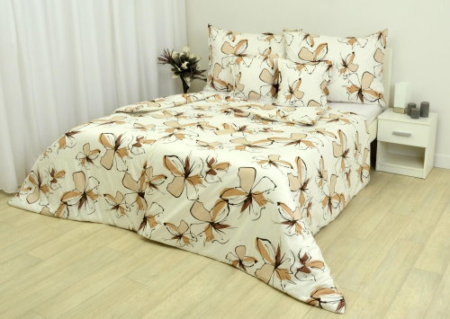 Zdeněk Staněk - Cotton Bed Linen LUX Beige with Flowers - Bed Linen - Main image