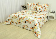 Zdeněk Staněk - Cotton Bed Linen LUX Beige with Orange Flower - Bed Linen