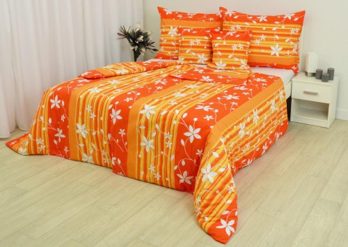 Zdeněk Staněk - Cotton Bedding LUX White-orange Flowers - Bed Linen - Main image