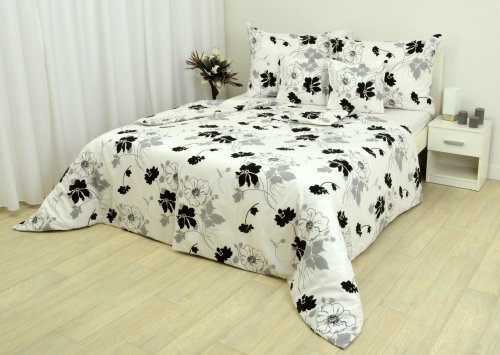 Zdeněk Staněk - Cotton Bedding LUX Black Flowers on White - Bed Linen - Main image
