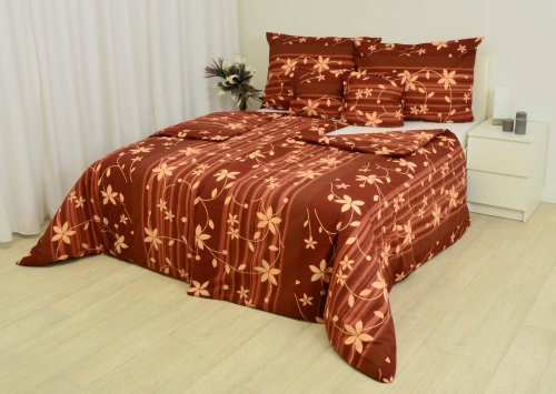 Zdeněk Staněk - Cotton Bedding LUX Brown Beige Flowers - Bed Linen - Main image