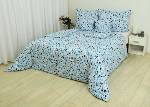 Zdeněk Staněk - Cotton Bedding LUX Blue and Grey Polka Dot on a White Background - Bed Linen - Main image