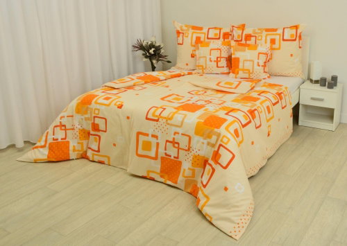 Zdeněk Staněk - Cotton Bedding LUX Orange-white Cubes - Bed Linen - Main image