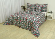 Zdeněk Staněk - Cotton Bedding LUX Pink Hearts on a Grey Background - Bed Linen