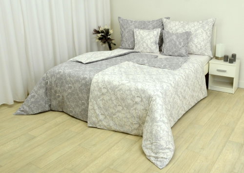 Zdeněk Staněk - Cotton Bedding LUX Gray-white Flowers - Bed Linen - Main image