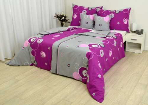 Zdeněk Staněk - Cotton Bedding LUX Grey-violet Circles - Bed Linen - Main image
