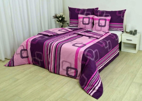 Zdeněk Staněk - Cotton Bedding LUX Dark Purple Cubes - Bed Linen - Main image