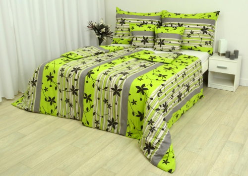 Zdeněk Staněk - Cotton Bedding LUX Green-grey Flowers - Bed Linen - Main image