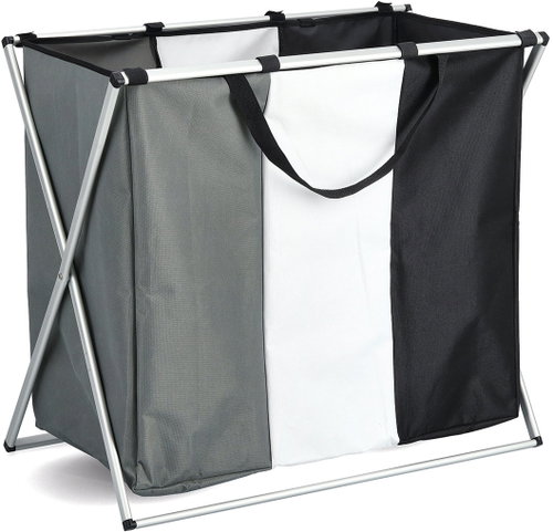 Zeller Sorting basket for dirty clothes, three-colour, 63 × 38 × 57 cm - Laundry Basket - Main image