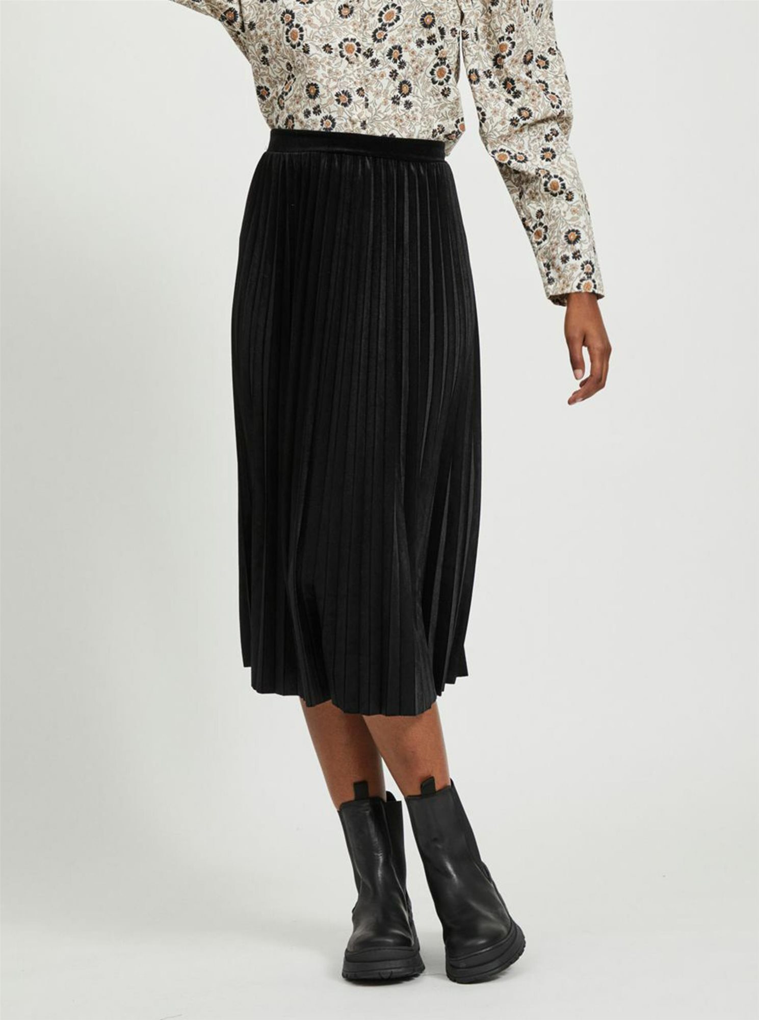 Vila pleated midi on sale skirt