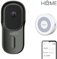 Zvonček s kamerou iGET HOME Doorbell DS1 Anthracite + Chime CHS1 White – súprava videozvončeka a reproduktora, FullHD - Videozvonek