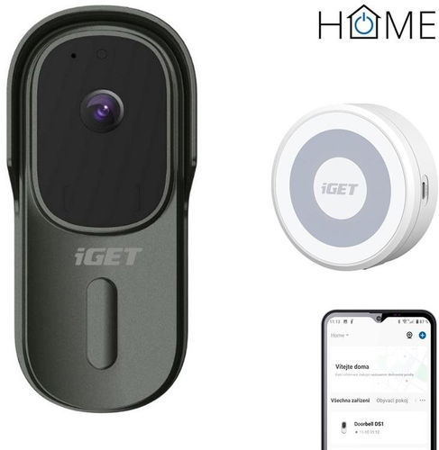 iGET HOME Doorbell DS1 Anthracite + Chime CHS1 White - set videozvonku a reproduktoru - Videozvonek - Hlavní obrázek