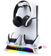 iPega P5S006 Multifunktionaler wiederaufladbarer RGB-Ständer mit Kühlung für PS5 Slim Weiß - Ständer für Spielkonsole